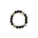 Black Onyx and Rhinestone Crystal Shamballa Bead Bracelet